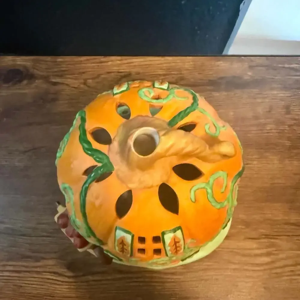 Cozy Pumpkin Patch House Tealight Candle Holder
